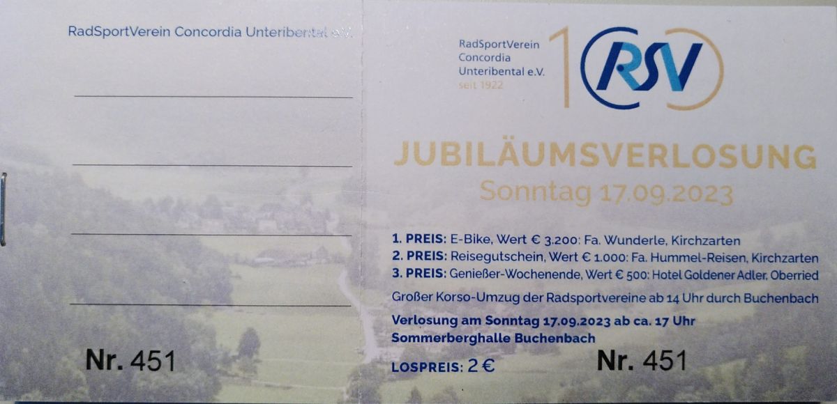 Jubiläumsfeierlichkeiten - der Losverkauf beginnt